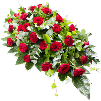 Red Rose Spray - Red Rose Single Ended Spray.



A spray of flowers in oasis in shades of red and green.

Your florist will make you a beautiful arrangement called a “spray”, the freshest flowers of the season arranged into florist foam. The foam holds water meaning that your tribute will arrive at its destination in perfect condition. The shape is roughly a teardrop shape, tapering to a point at one end. This is both a traditional and natural looking display, with the flower stems being left a little bit longer than on say a wreath or posy style funeral arrangement.

Many varieties of flowers can be used, often including oriental lilies, longi lilies, lizianthus, roses, carnations, spray carnations, statice, wax flower, september flower, solidago, eryngium, hypericum berries, eucalyptus, ruscus, parviola, leather leaf, aspidistra leaves, palm leaves, twigs, pussy willow and bere grass strands.

For this particular tribute, the only flowers used will be red roses