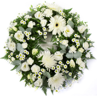 White Wreath - Wreath tribute in shades of white and cream.



Your florist will create this ring-shaped wreath tribute using a selection of mixed variety and colour flowers, from those best available from the season. The flower stems are cut fairly short and inserted into water carrying florist oasis foam, so the tribute will retain its shape for days to come.

Varieties often include: chrysanthemums, bloom chrysanthemums, roses, carnations, spray carnations, lizianthus, solidago, gypsophila, wax flower, september flower, germini, spray roses, freesia, tulips, eucalyptus, parviola, leather leaf, myrtle, mint, rosemary, thyme, oregano, hypericum berries and eryingium.

This is a less modern and more formal style tribute, still popular today, due to its long-lasting properties. A wreath shape is often seen in the Winter and at Christmas, but it is also very suitable for use at any time of year with seasonal flowers.