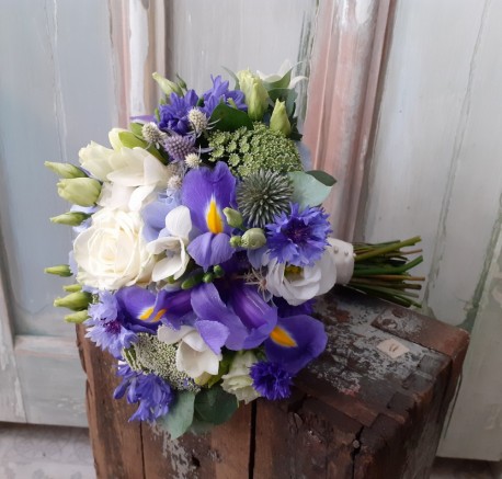 Blue and White Hand Tied Posy